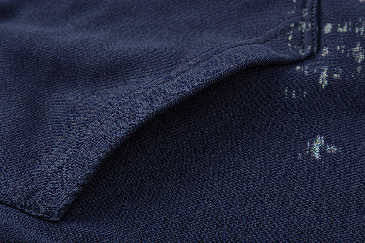 Sweat à capuche zippé avec motif chevalier vintage – Streetwear oversize délavé