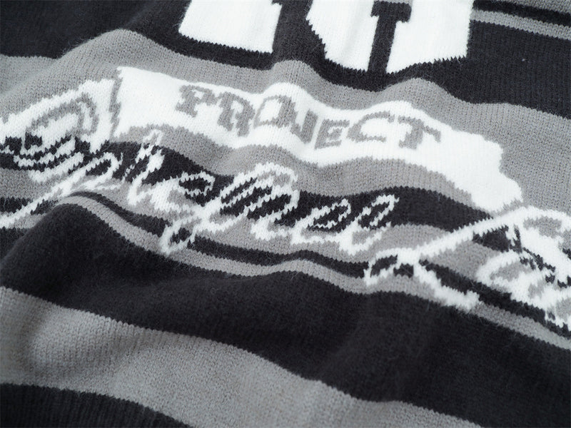 Gestreifter Jacquard-Strickpullover – Gather 16 SavageBase-Print, Relaxed Rundhalsausschnitt