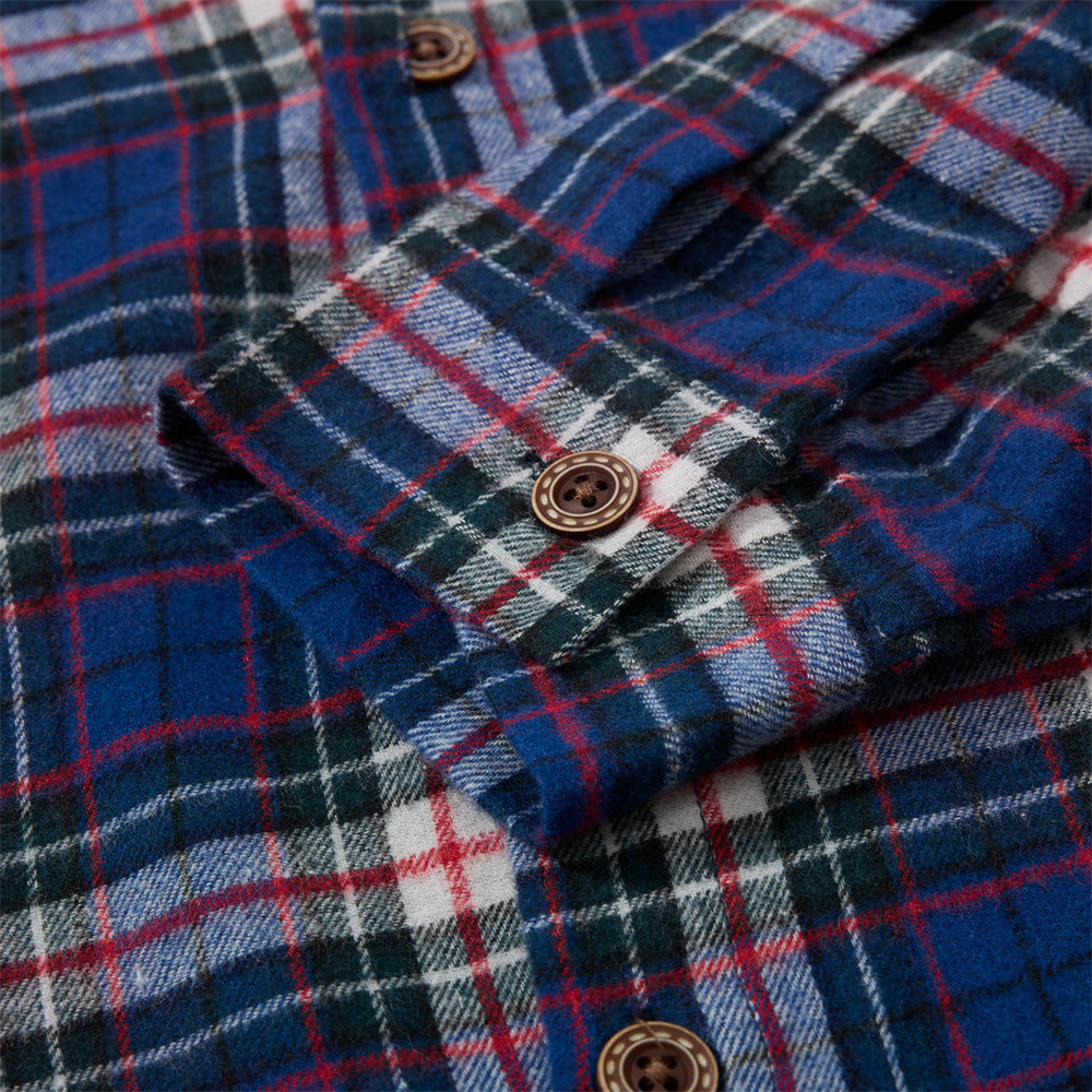 Plaid Flannel Overshirt – Relaxed Fit Long Sleeve Button-Up with Star Logo