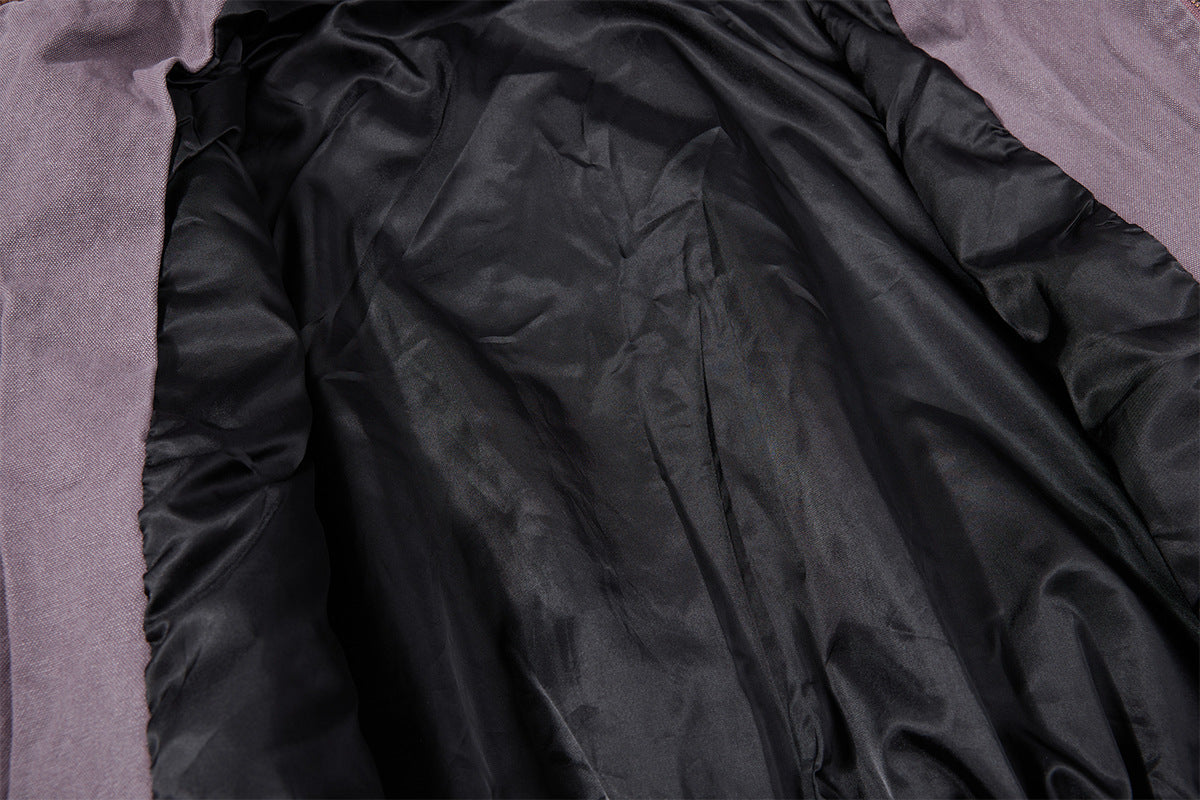 Traceback Graphic Washed Canvas Bomber Jacket with Corduroy Collar
