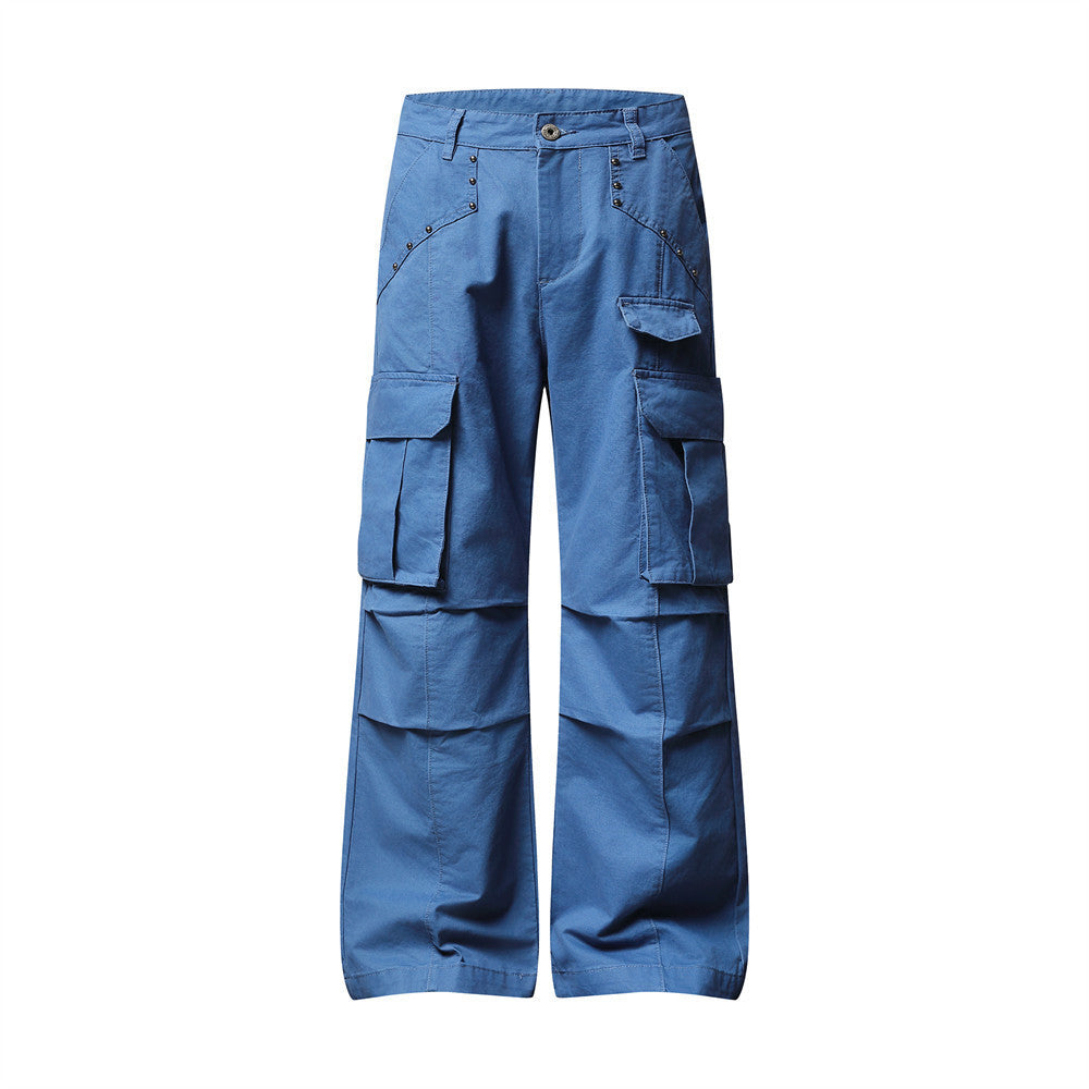Men's Wide-Leg Cargo Pants – Relaxed Fit Multi-Pocket Workwear Trousers