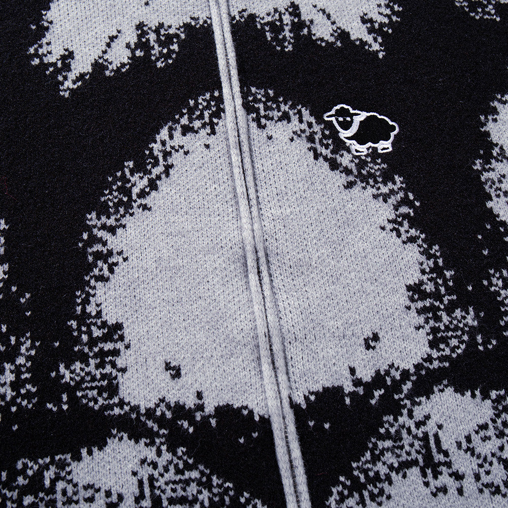 Ink-Splash-Strick-Cardigan mit Reißverschluss – Oversized-Stehkragen