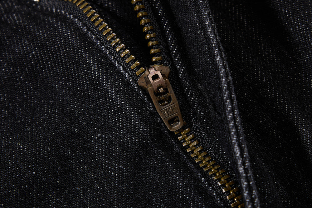 Gothic Buckle Strap Flare Jeans – Men's Washed Black Distressed Denim