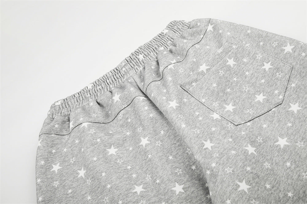 Star Print Wide-Leg Sweatpants – Oversized Streetwear Jogger Pants