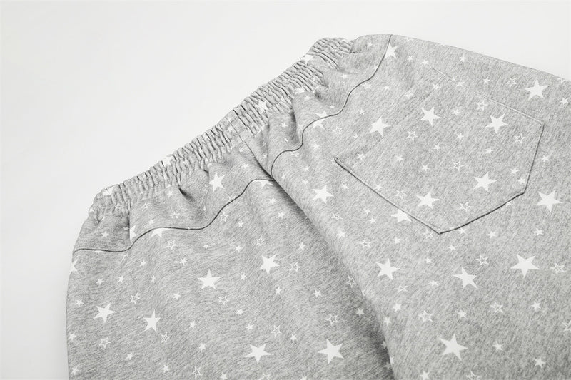 Star Print Wide-Leg Sweatpants – Oversized Streetwear Jogger Pants