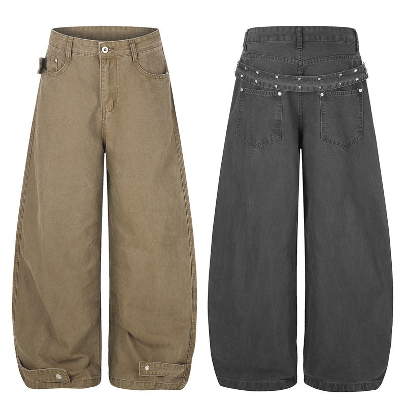 Wide-Leg Barrel Jeans – Men's Oversized Punk Vintage Washed Curved Silhouette