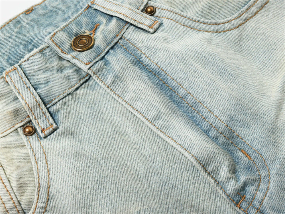Baggy Pants for Men – Wide Leg Washed Light Blue Denim Jeans