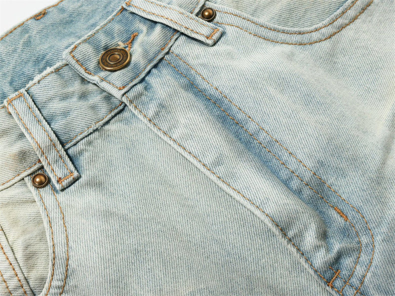 Baggy Pants for Men – Wide Leg Washed Light Blue Denim Jeans
