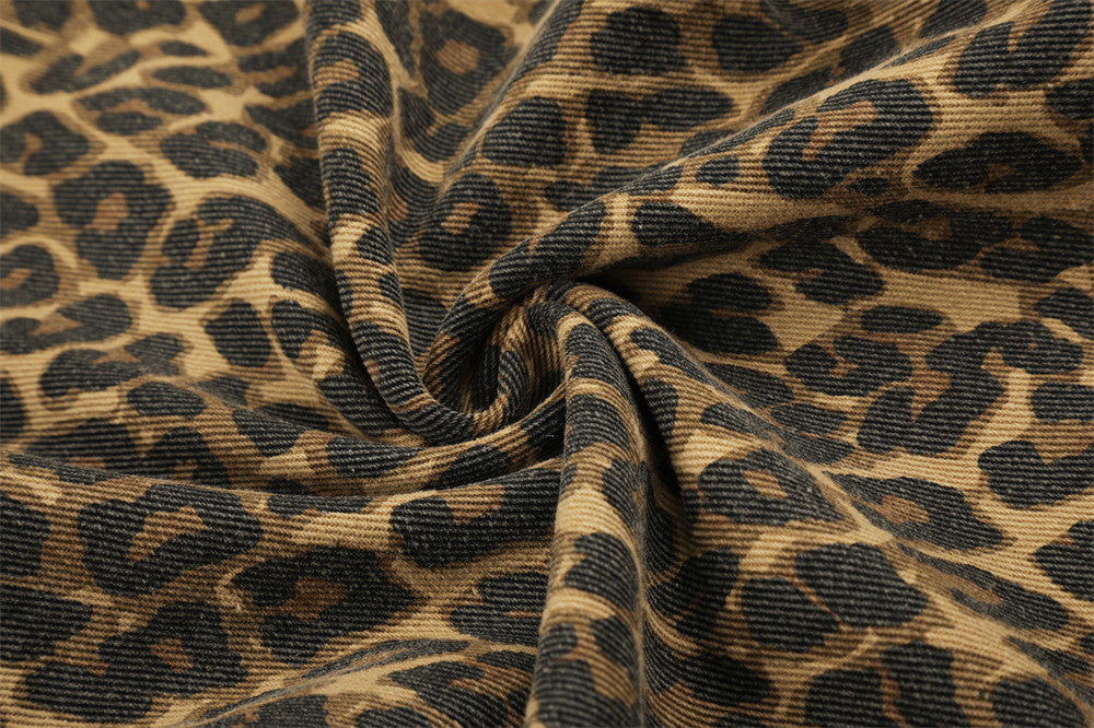 Leopard Print Wide-Leg Track Pants – Loose Fit Streetwear Sweatpants with Side