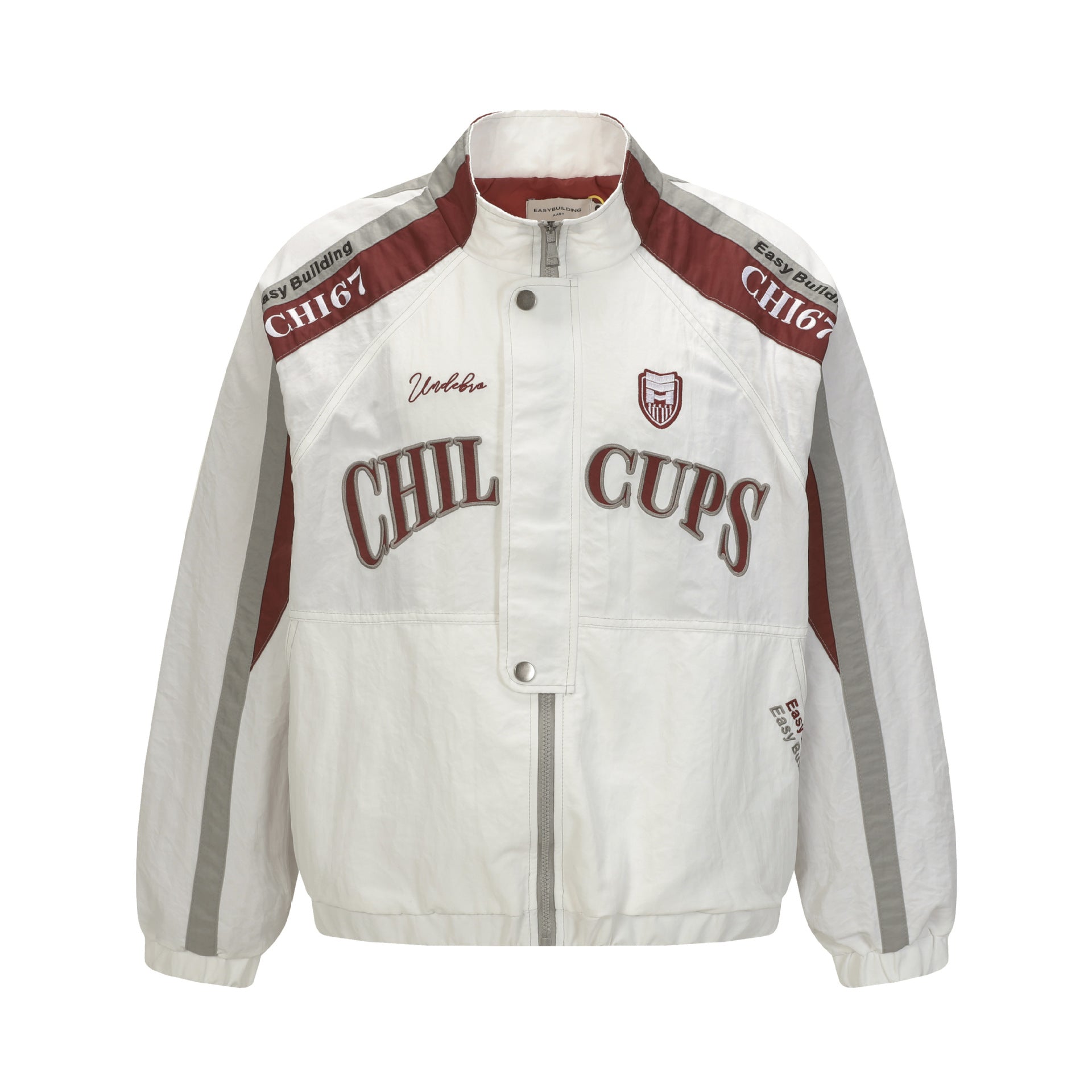 Blouson racing varsity brodé – Veste bomber colorblock CHI67 streetwear