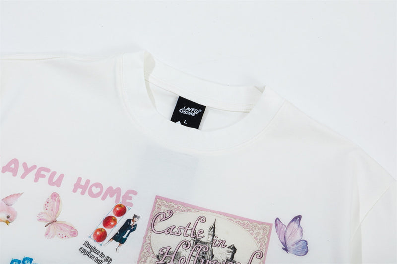 Men's Graphic Collage Print Short Sleeve T-Shirt – Crew Neck Casual Tee