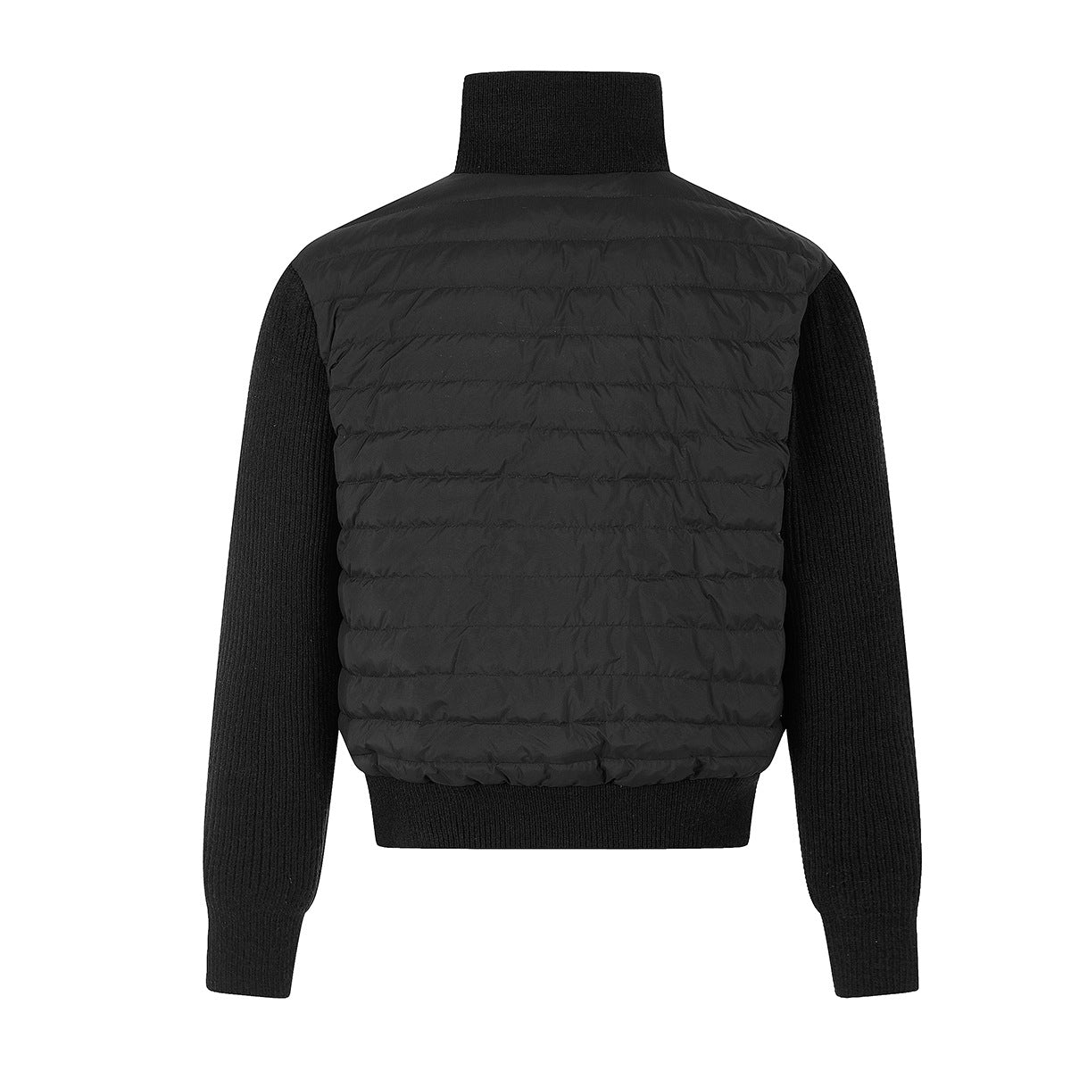 Gesteppte Puffer-Hybridjacke – Strickärmel und Stehkragen