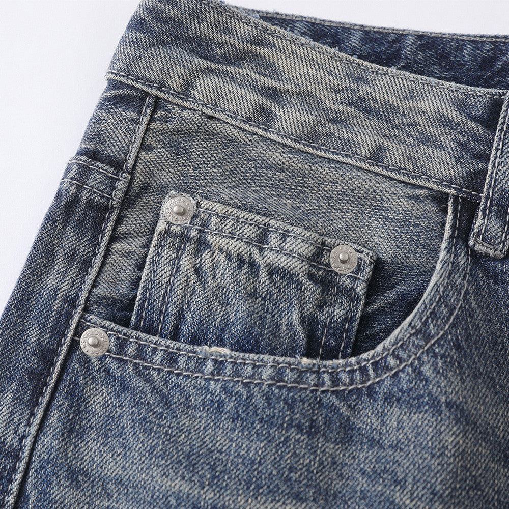 Men's Wide-Leg Baggy Jeans – Vintage Washed Straight Fit Denim
