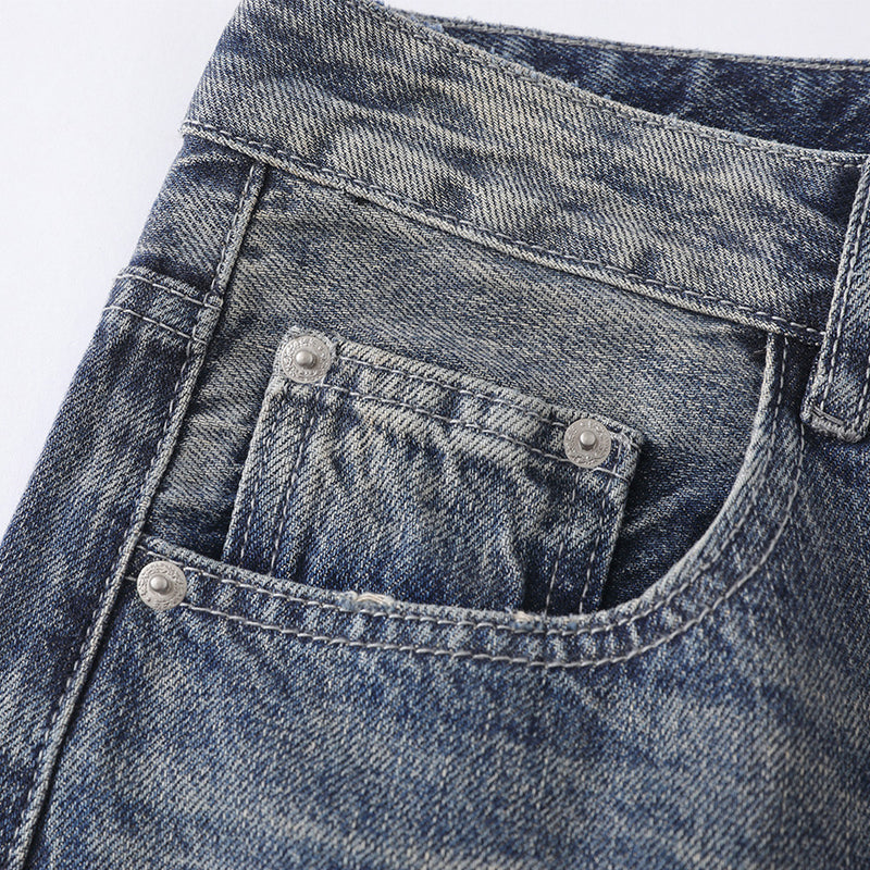 Men's Wide-Leg Baggy Jeans – Vintage Washed Straight Fit Denim