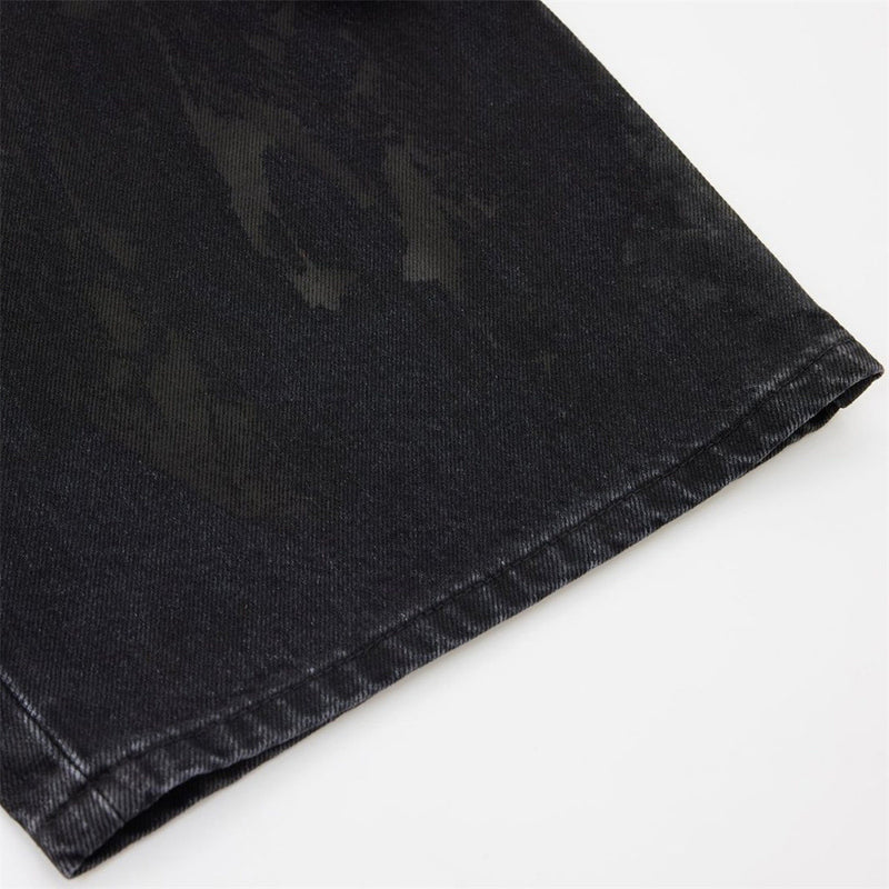Men Black Baggy Jeans – Tie-Dye Washed Wide-Leg Denim Pants