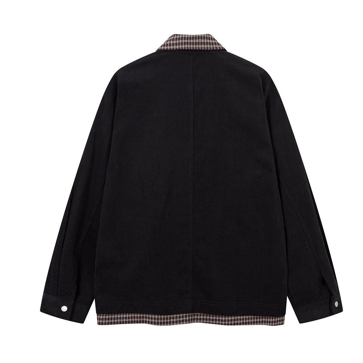 Men's Plaid-Lined Zip-Up Harrington Jacket – Layered Collar Workwear Coat