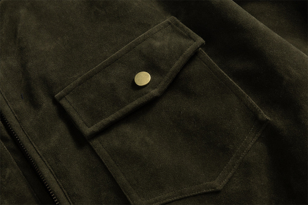 Men's Velvet Harrington Bomber Jacket – Stand Collar, Relaxed Fit