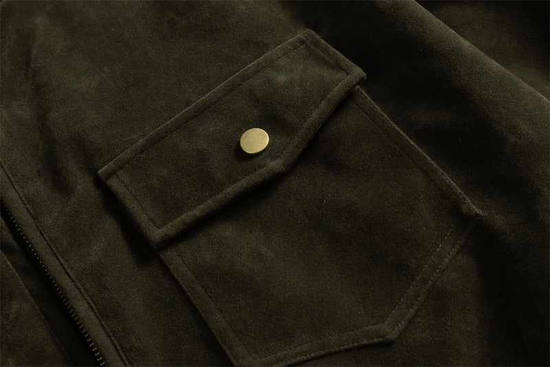 Men's Velvet Harrington Bomber Jacket – Stand Collar, Relaxed Fit