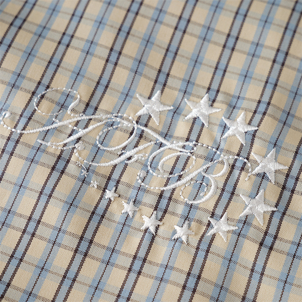 Plaid Short-Sleeve Shirt – Tie-Dye Washed Oversized Fit