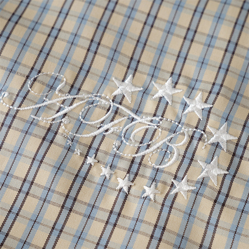 Plaid Short-Sleeve Shirt – Tie-Dye Washed Oversized Fit