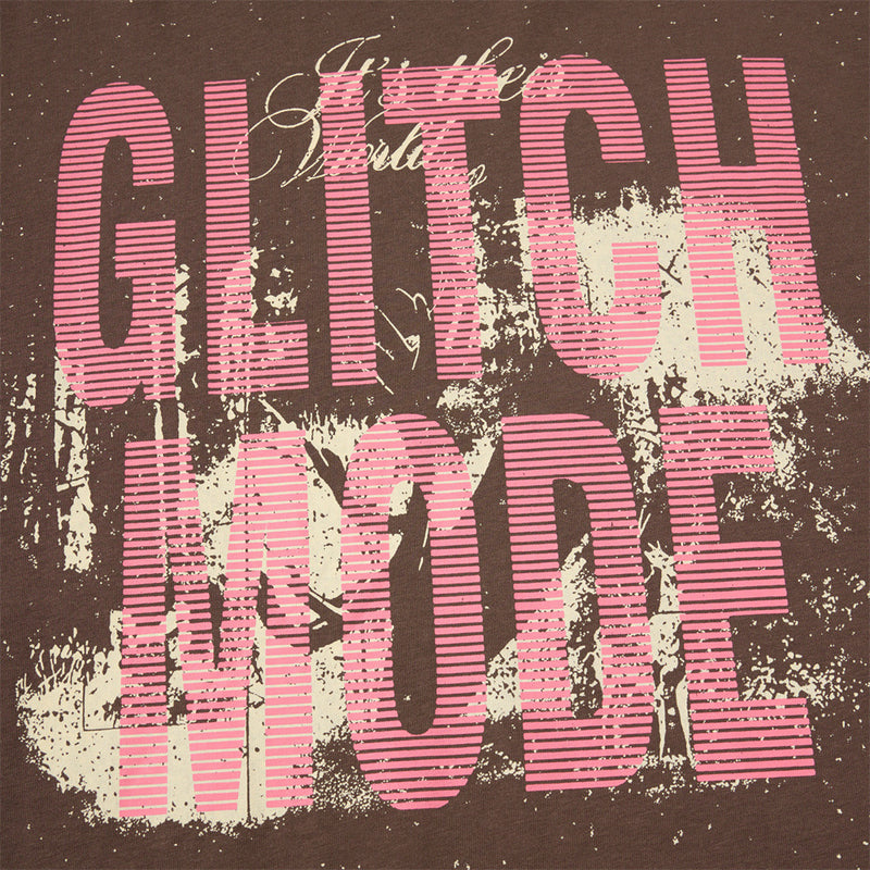 Glitch Mode Faux Two-Piece Long Sleeve Graphic Tee – Striped Layer Oversized Fit