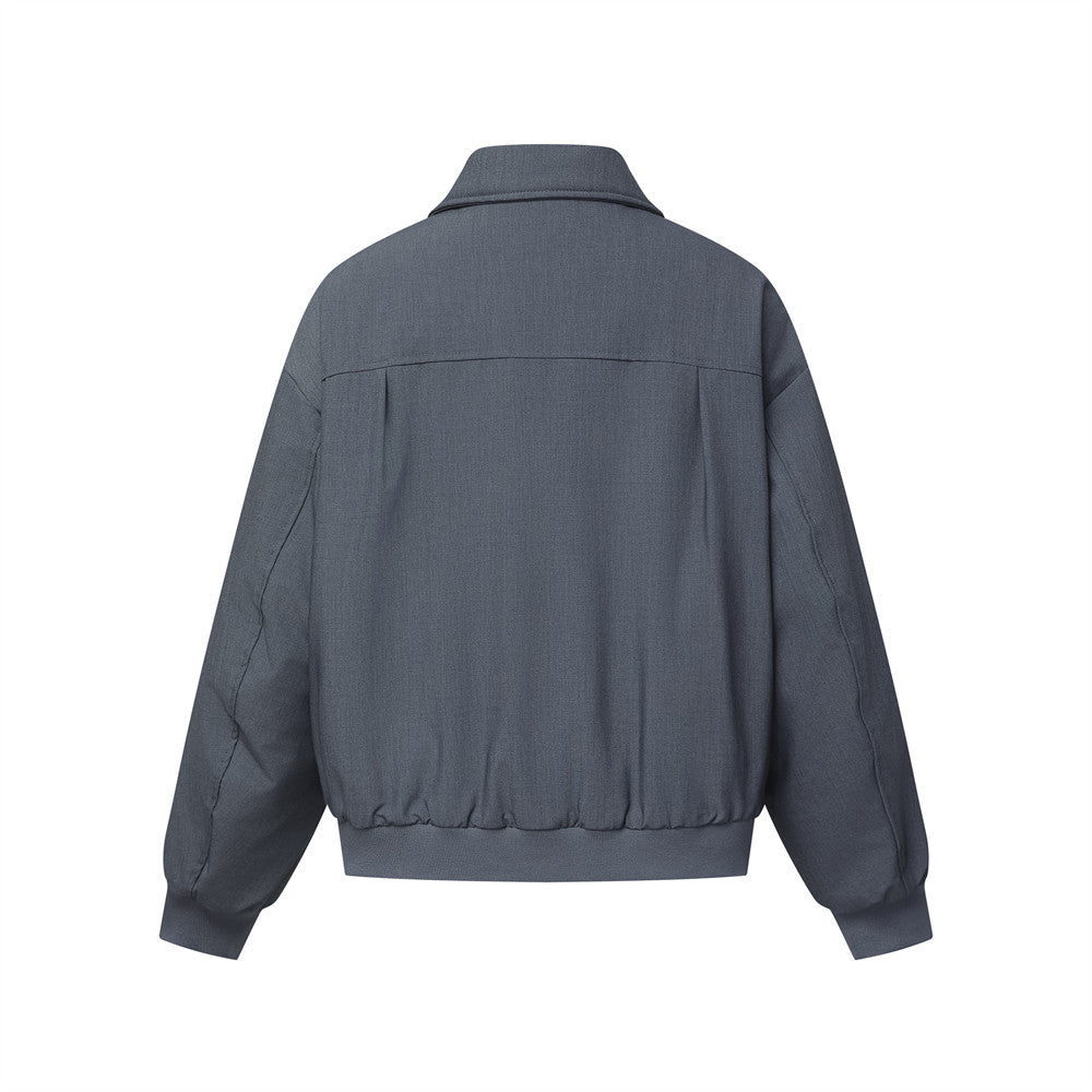 Blouson bomber pour homme à double zip et patte boutonnée – Gris