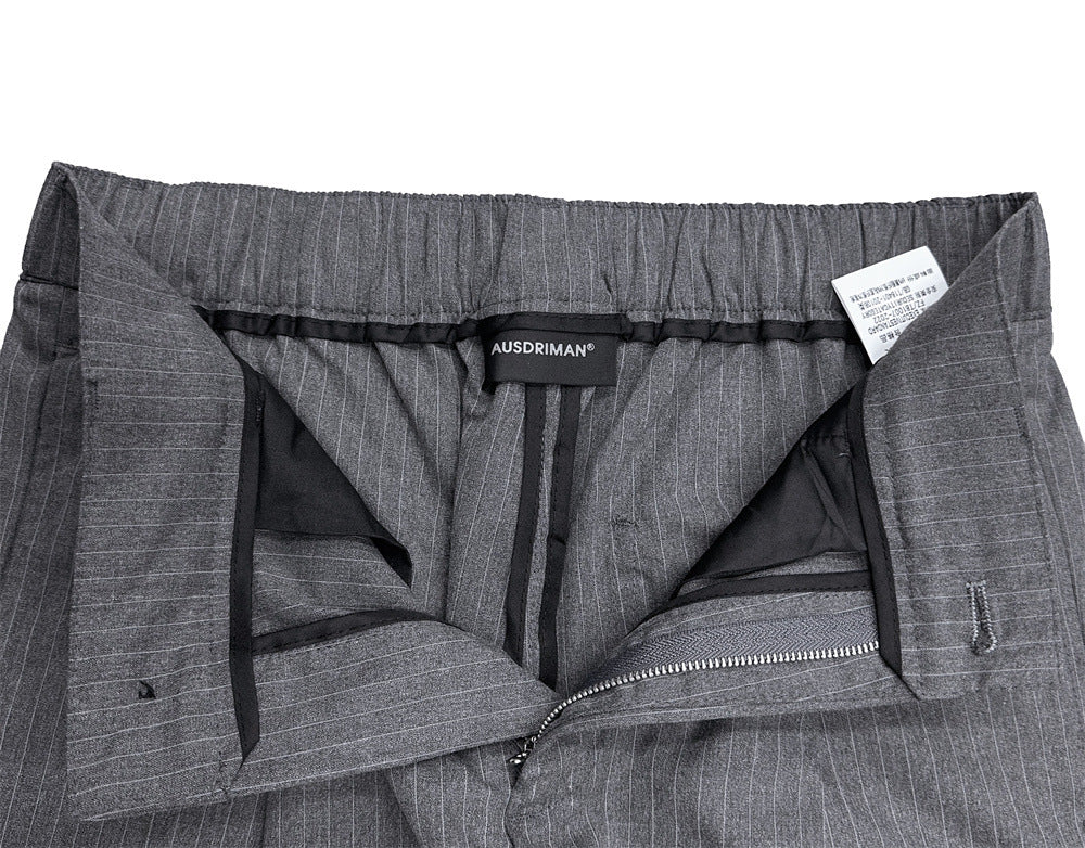 Pantalones de vestir de pierna ancha con raya diplomática – Pantalones plisados de corte recto para hombre