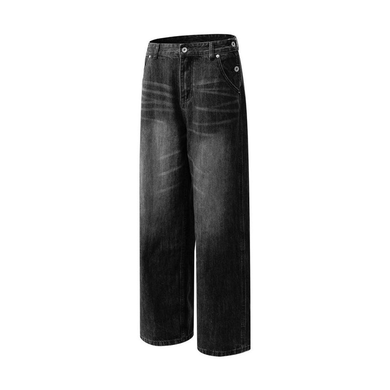 Baggy Black Jeans Men – Wide Leg Vintage Washed Straight Denim Pants