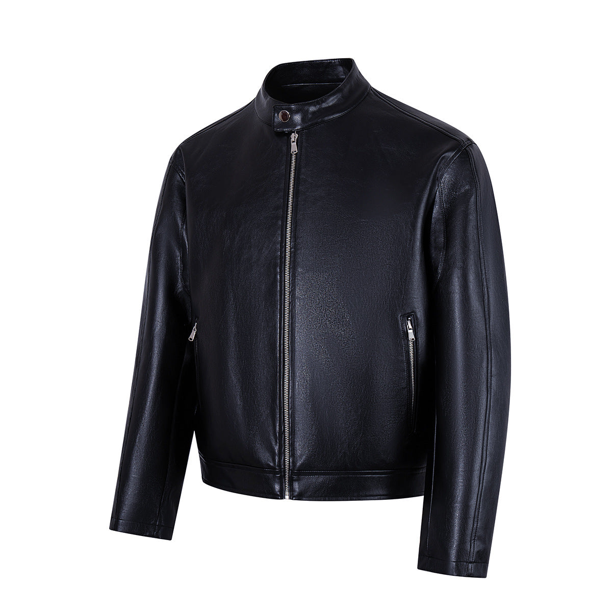 Men's Black Faux Leather Moto Jacket – Relaxed Fit Biker Style