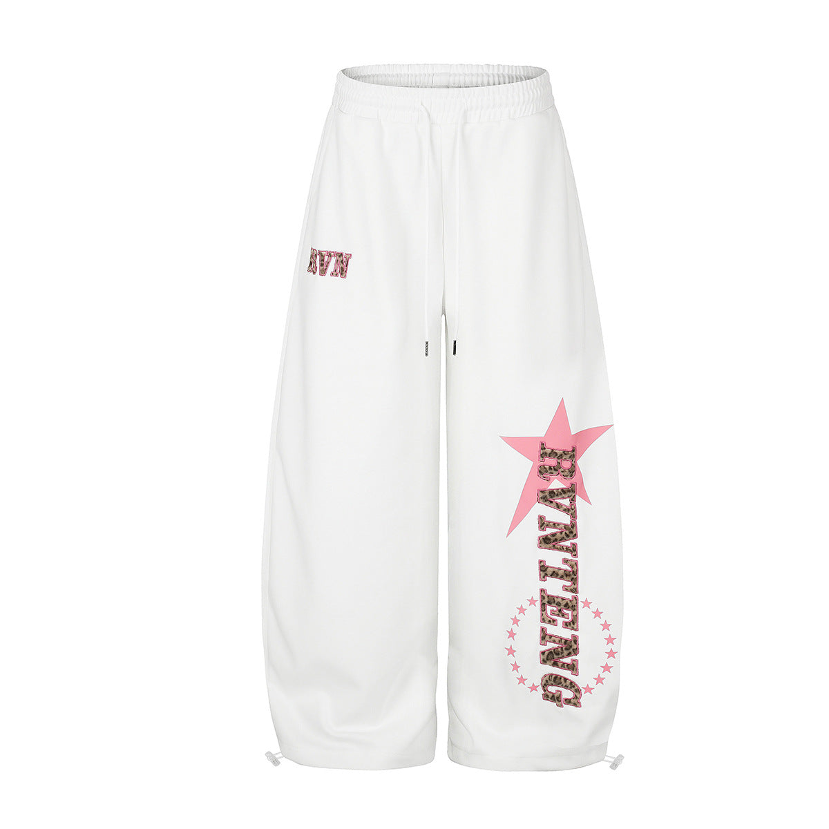 Wide-Leg Sweatpants with Star & Leopard Letter Graphic – Streetwear Joggers