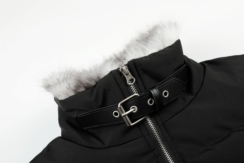 Cropped Puffer Jacket with Hood & Fur Collar – Cross Hardware, American Street