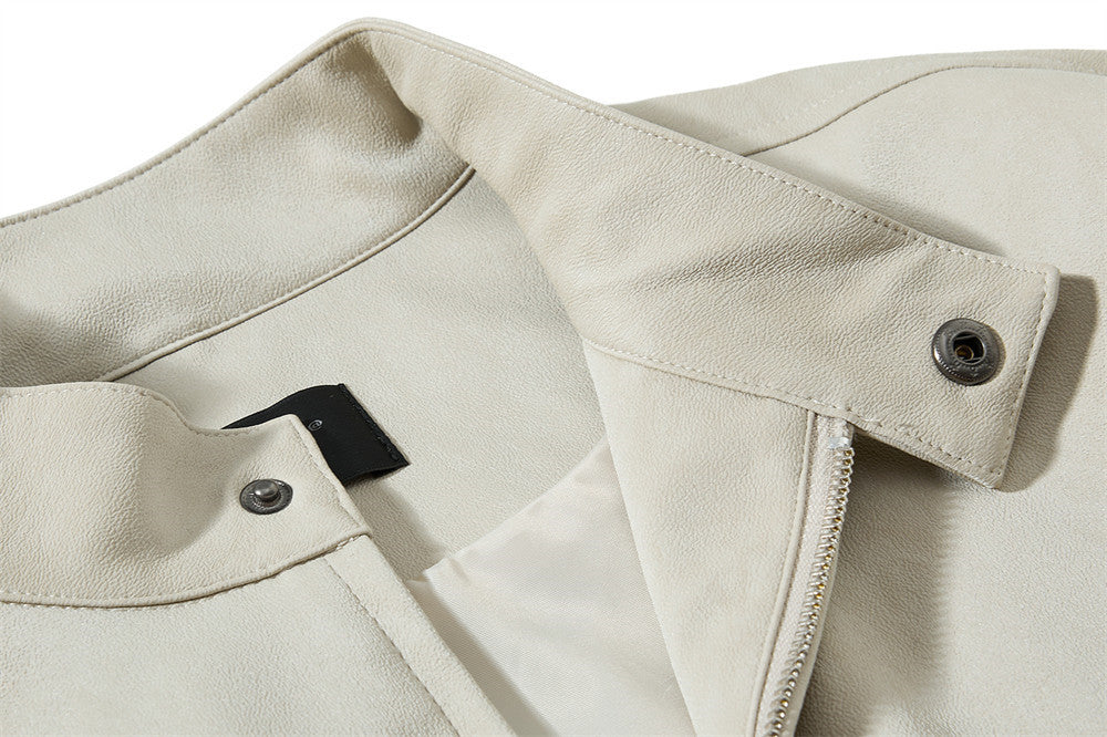 Blouson bomber homme oversize en similicuir PU – Col montant et zip intégral