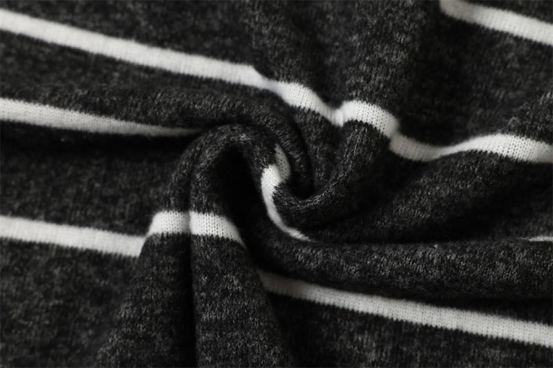 Sudadera con capucha de rayas – Prenda de felpa de manga larga con costuras en contraste