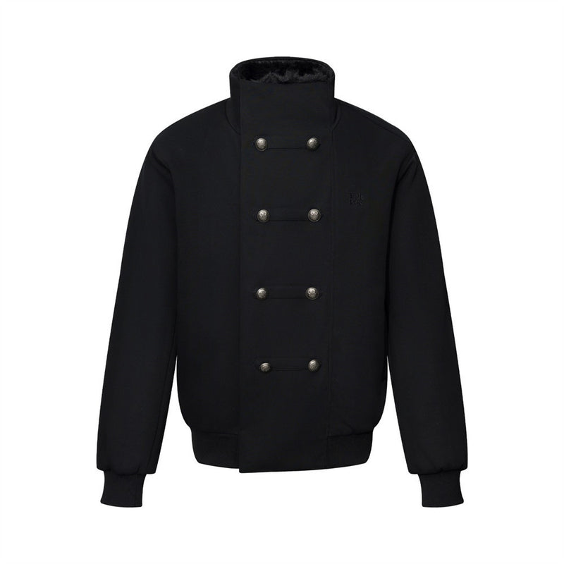 Men's Double-Breasted Stand-Collar Fleece-Lined Jacket