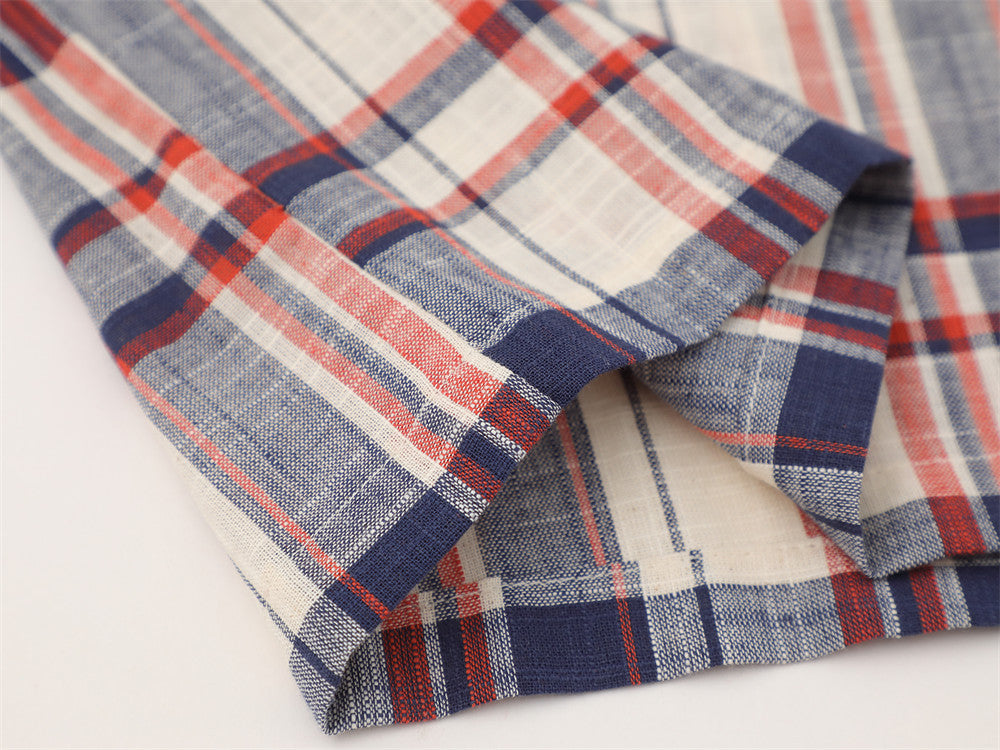 Color Block Plaid Short Sleeve Shirt – Streetwear Oversized Button-Up