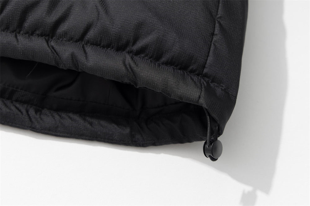 Puffer Jacket with Hoodie – Diagonal Zip Men's Winter Down Coat