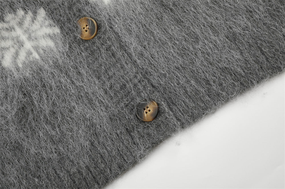 Cárdigan de Punto Jacquard con Caballos – Jersey Oversize de Punto Fair Isle con Botones