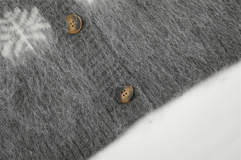 Cárdigan de Punto Jacquard con Caballos – Jersey Oversize de Punto Fair Isle con Botones