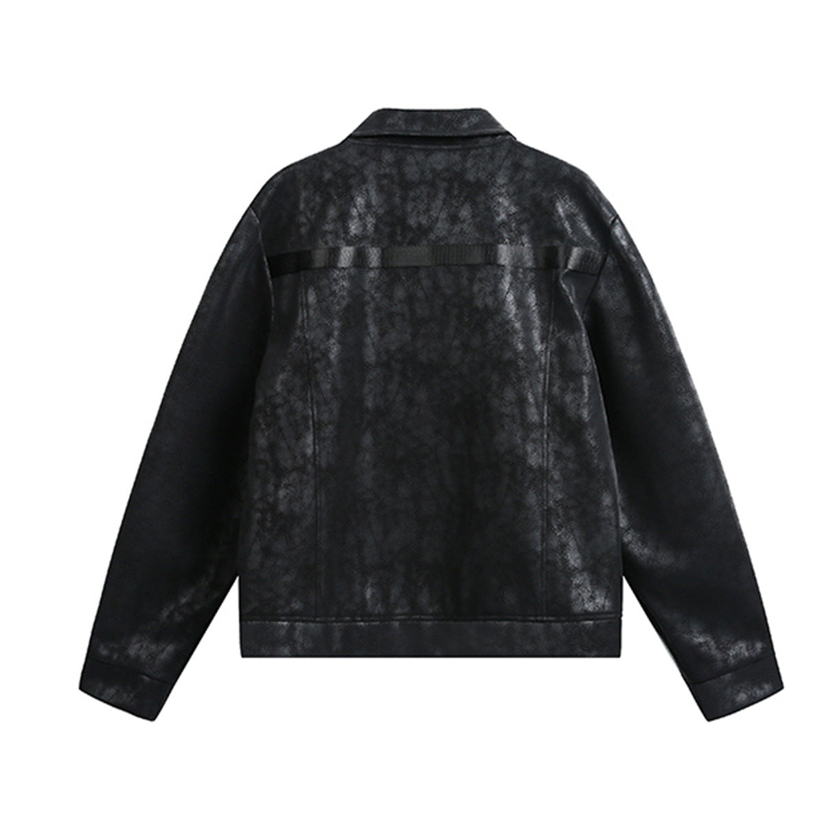 Veste trucker noire en similicuir PU – Style punk streetwear et moto