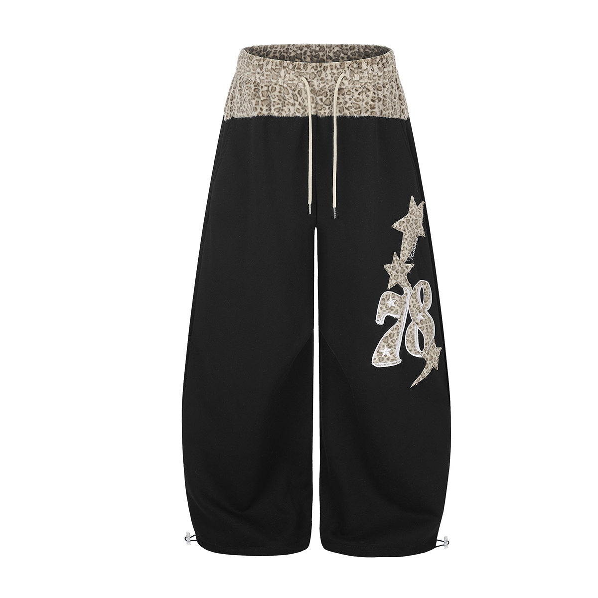 Baggy-Sweatpants mit Leopardenbund und Stern-Applikation