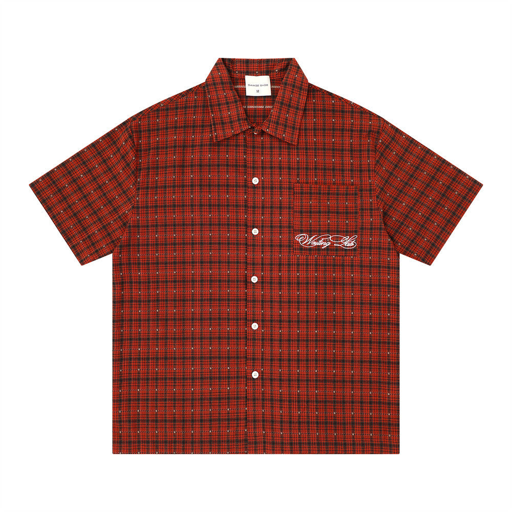 Plaid Check Short Sleeve Shirt – Oversized Relaxed Fit