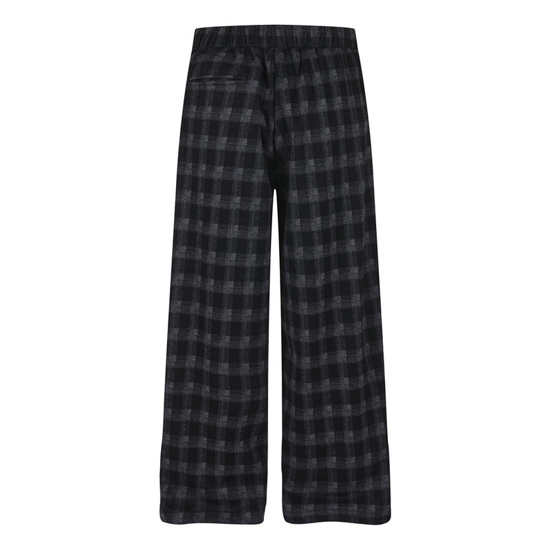 Men's Plaid Dress Pants – Wide-Leg Pleated Baggy Trousers in Black & Grey Check