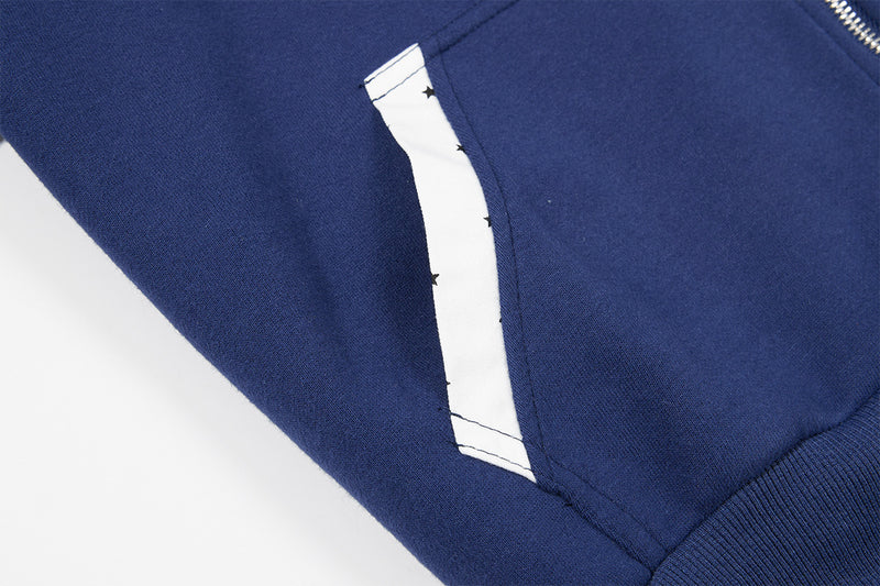Sweat à capuche graphique bleu marine – Sweat cropped zippé avec écusson chien cartoon