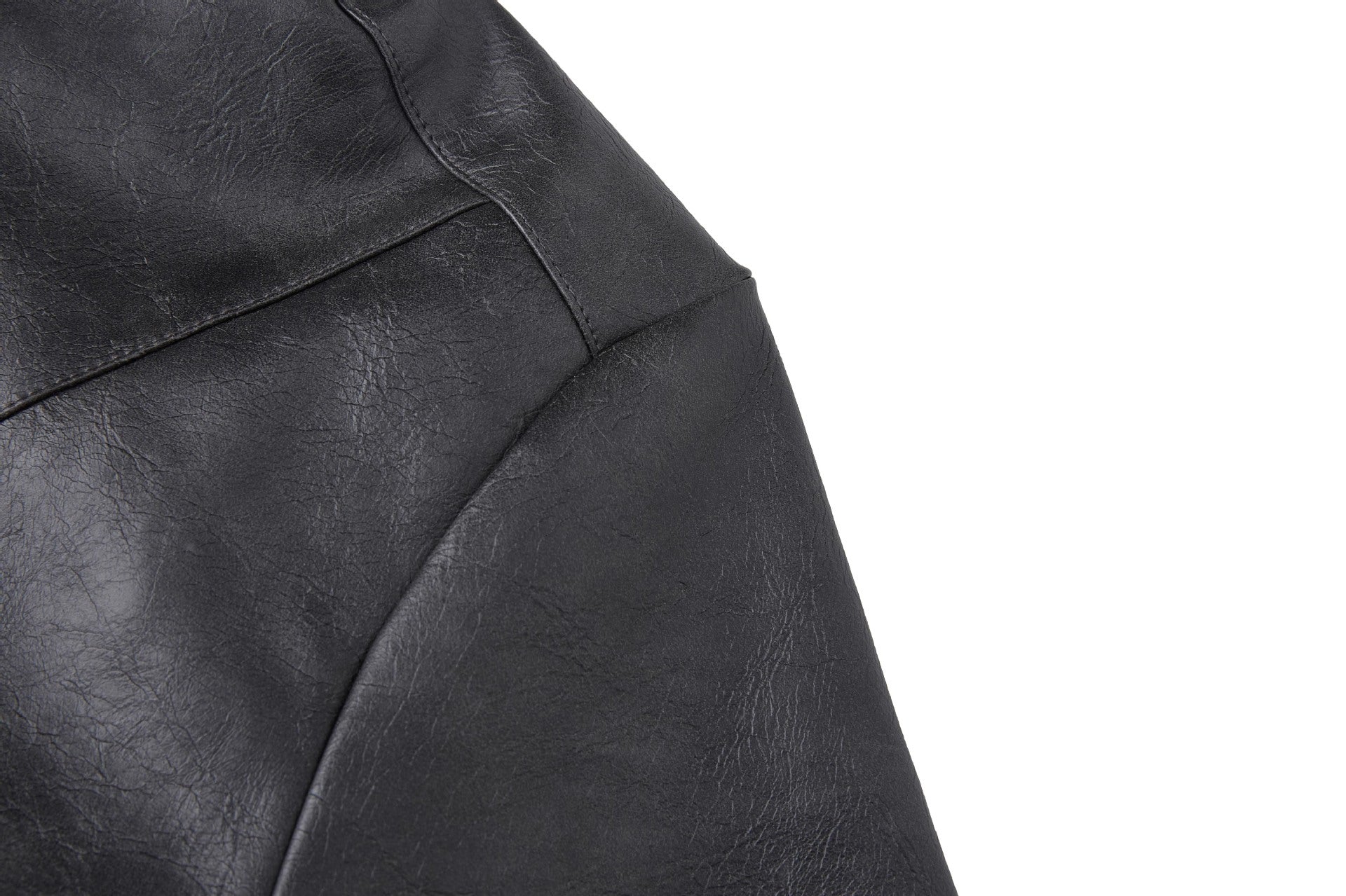 Blouson biker oversize en cuir – Style moto à col montant et poignets à boucles