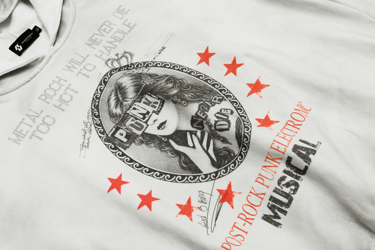 Punk Never Die Washed Graphic Hoodie – Vintage American Street Style