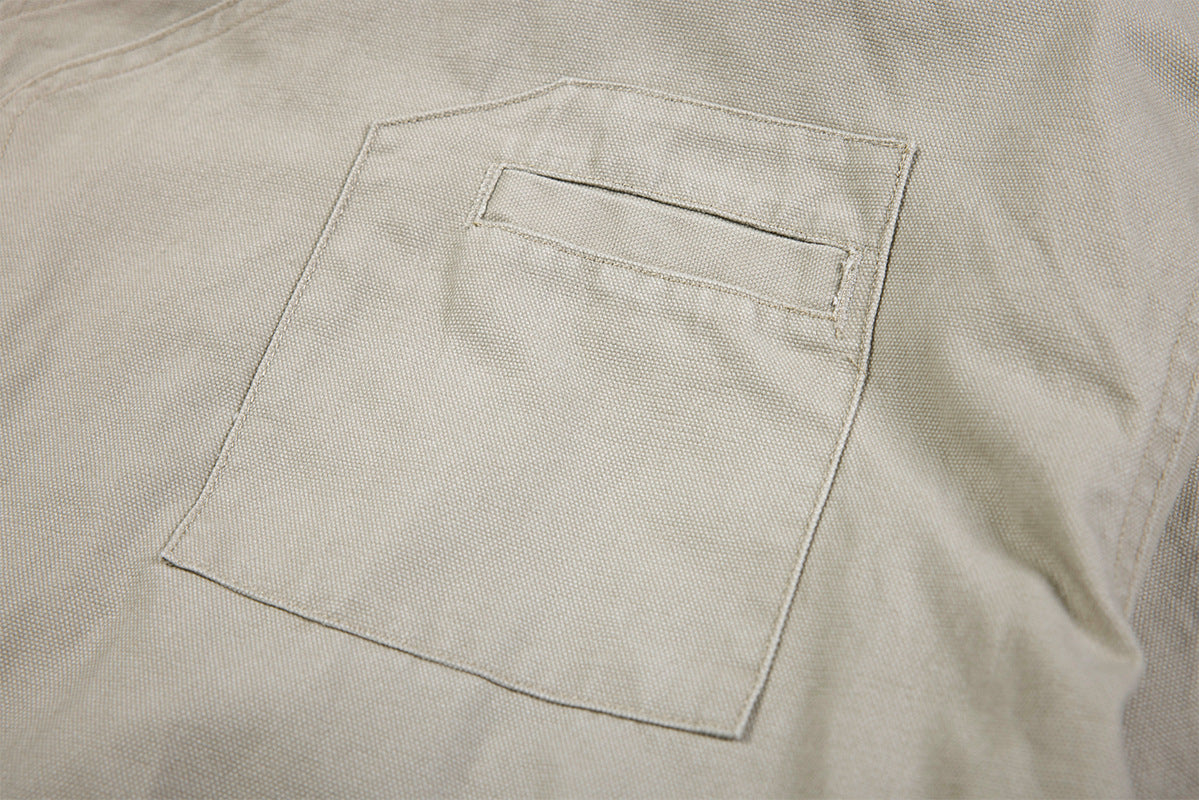 Metal Clasp Bomber Jacket – Washed Cotton Flight Jacket with Diagonal Buckle