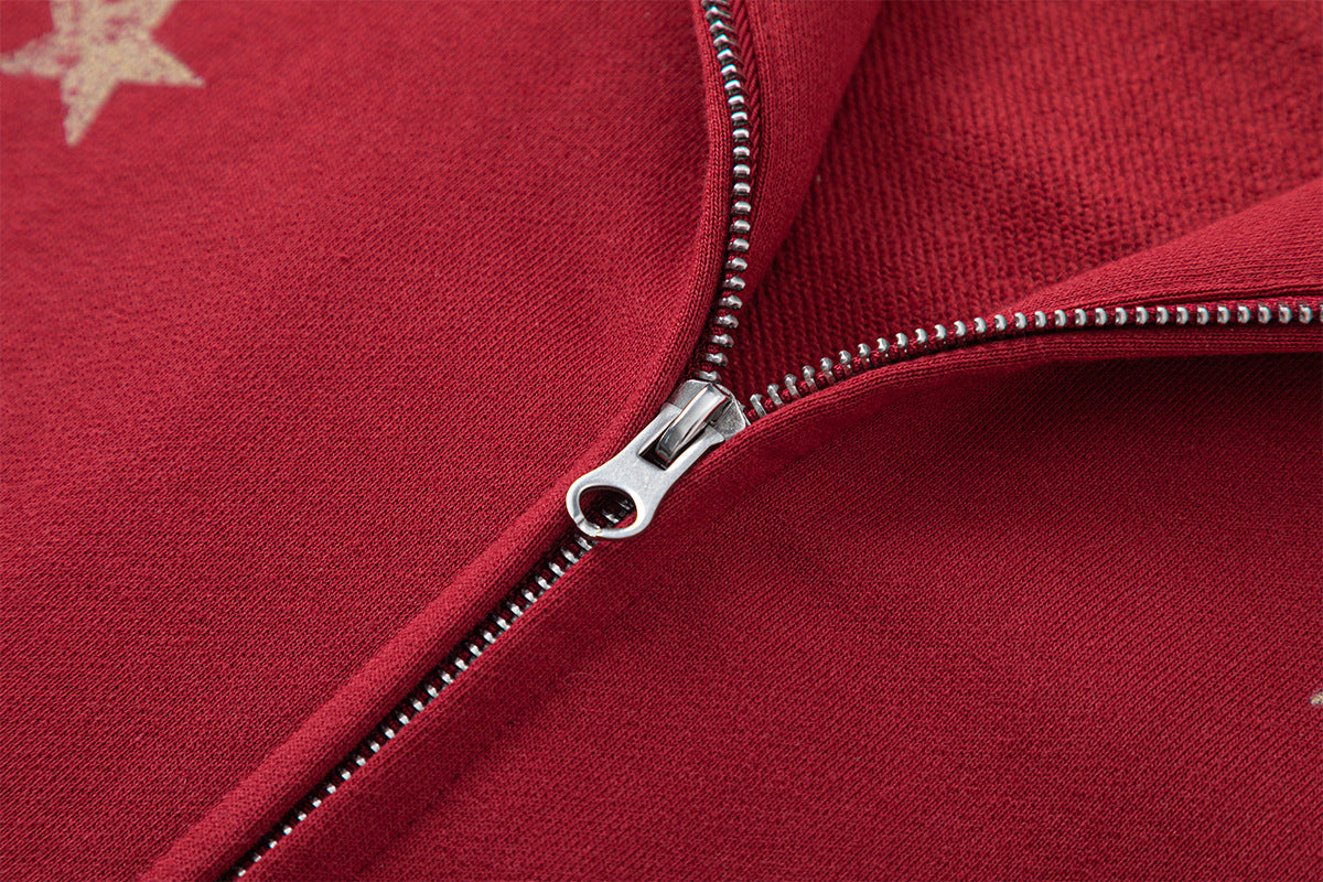 Hoodie zippé Loyal to the Stars – Motif étoiles vintage délavé