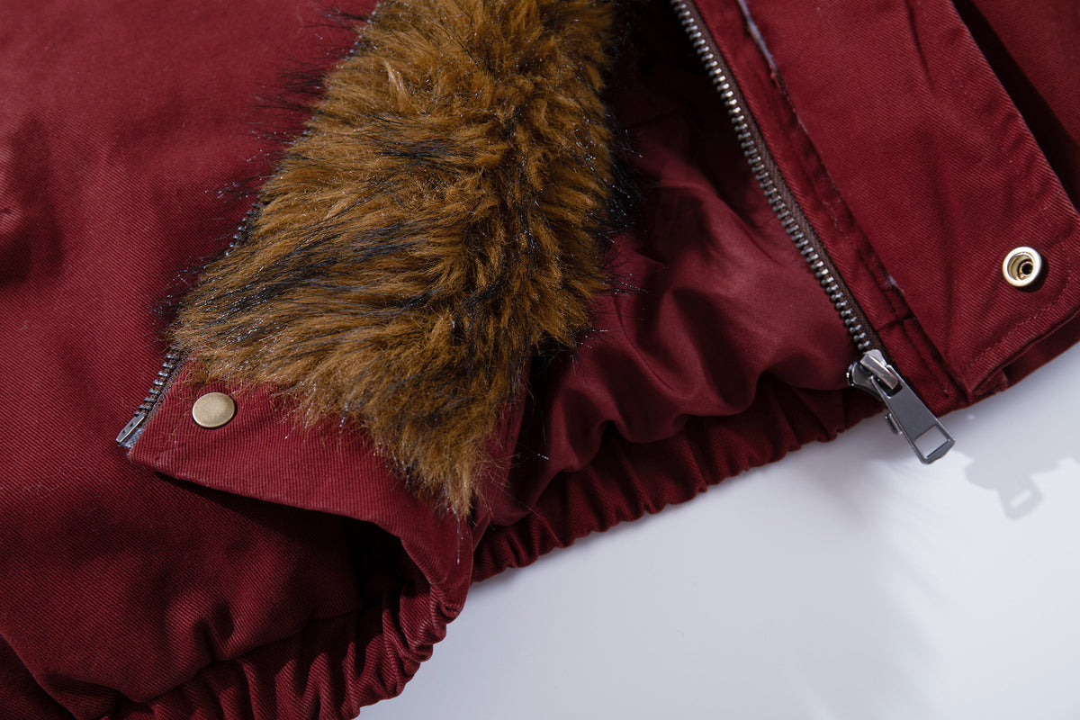 Fur Collar Bomber Jacket – Faux Fur Lined Oversized Winter Coat