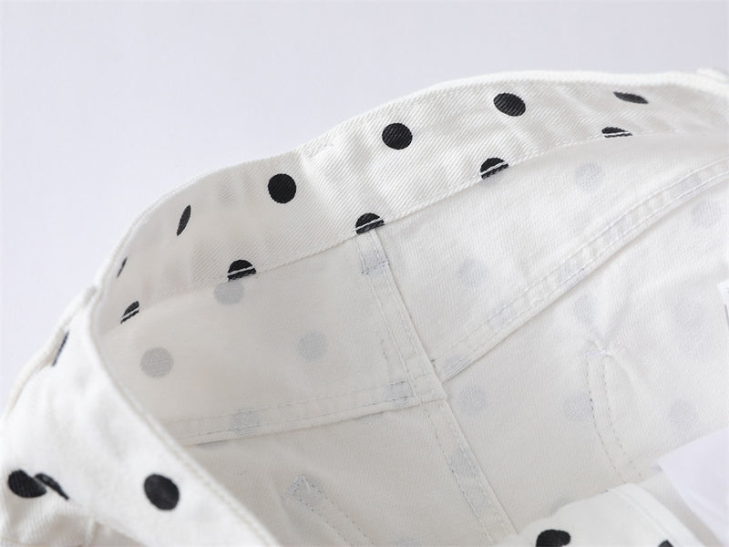 Pantalon baggy wide-leg à pois avec broderies cartoon dalmatien