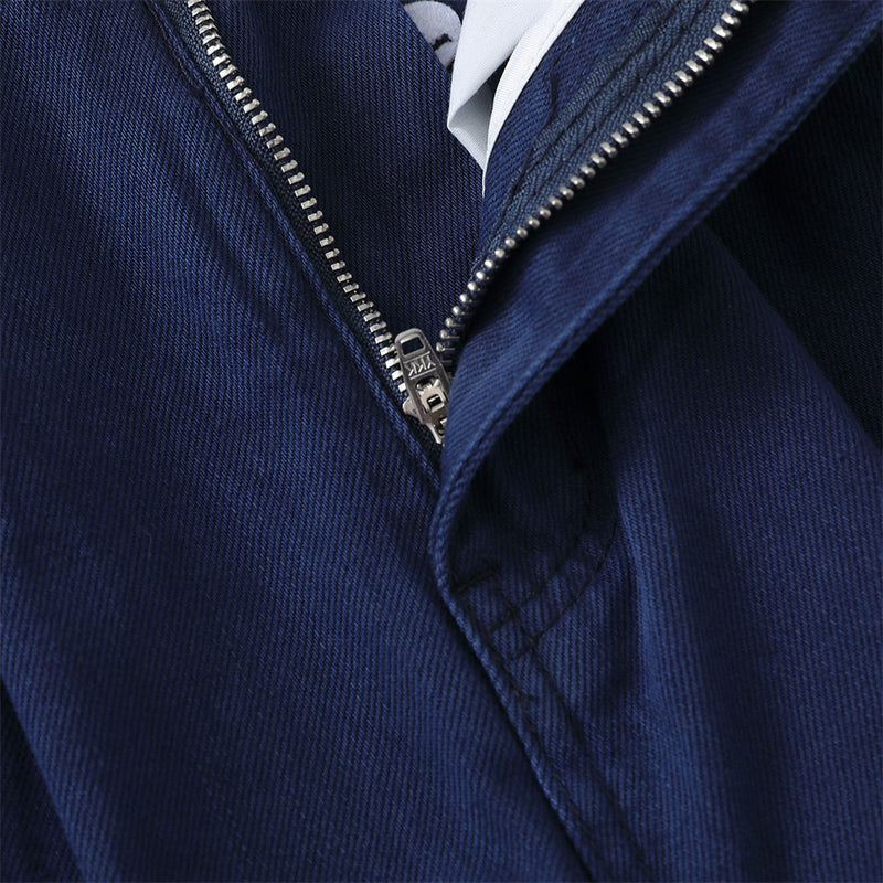 Wide-Leg Pleated Trousers – Men's High-Street Solid Color Straight-Cut Pants
